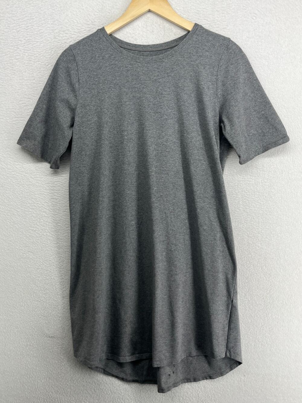 EILEEN FISHER Dress M Stretch Organic Cotton Jersey T-Shirt Short Sleeve Gray